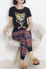 Paça Lastikli Pijama Takımı Siyahhardal - 18737.1567.