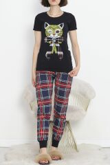 Paça Lastikli Pijama Takımı Siyahhardal - 18737.1567.